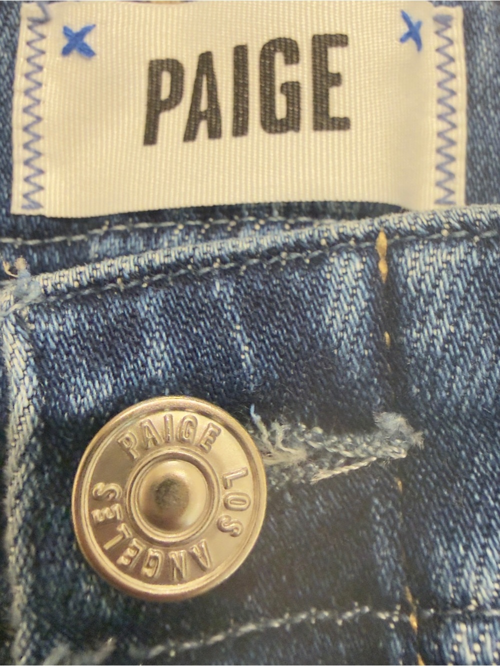 PAIGE Anessa "Sunnie Distressed" High-Rise Wide Leg Crop Jeans Raw Hem Size 32 - Picture 7 of 15